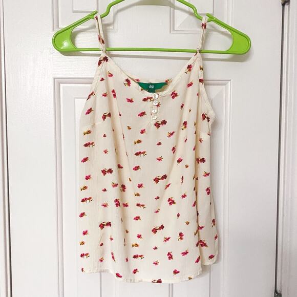 dip Tops - DIP • Cream + Pink Floral Dainty Tank Top